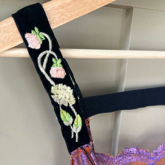 Free People Y2K Whimsigrunge Lace Sheer Tunic Top Embroidered Purple Sz S - Picture 6 of 9